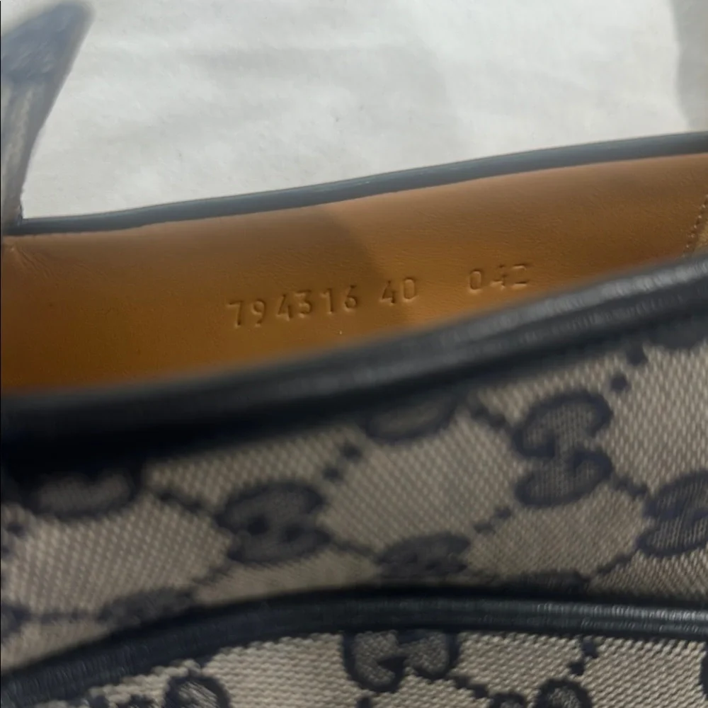 Gucci Navy and Cream Monogram Loafers with Silver Detail - Picture 7 of 7